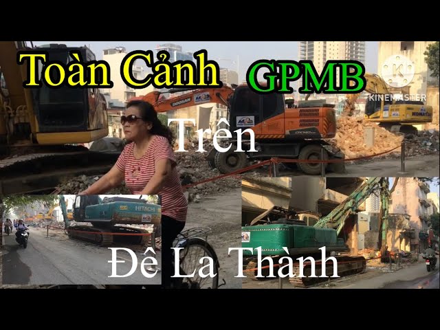 Panoramic view of land clearance and demolition on De La Thanh Road