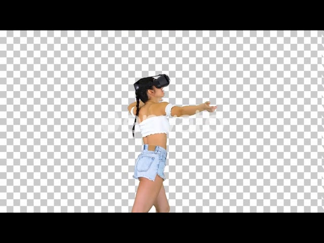 Woman using VR Virtual Reality headset walking and dancing | Stock Footage - Videohive