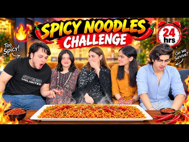 SPICY NOODLES CHALLENGE FOR 24 hrs // ALI PAGAL HO GYA // SARA DIN NOODLES KESE KHAU