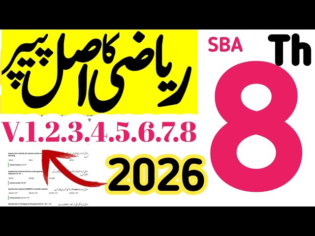 8th Class Math Paper School Based Assessment 2026 | SBA 1st term paper 8th Class | PEC