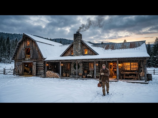 He Connected His Cabin, Barn, and Workshop Under One Roof — One Fire Heated Them All