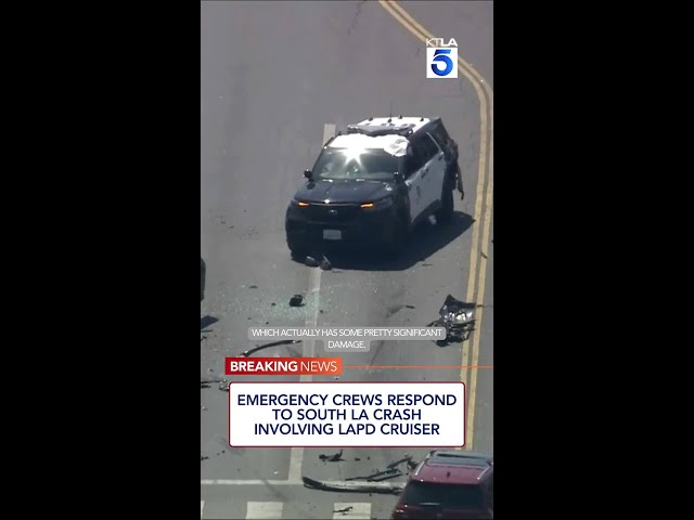 Emergency crews respond to South LA crash involving LAPD cruiser