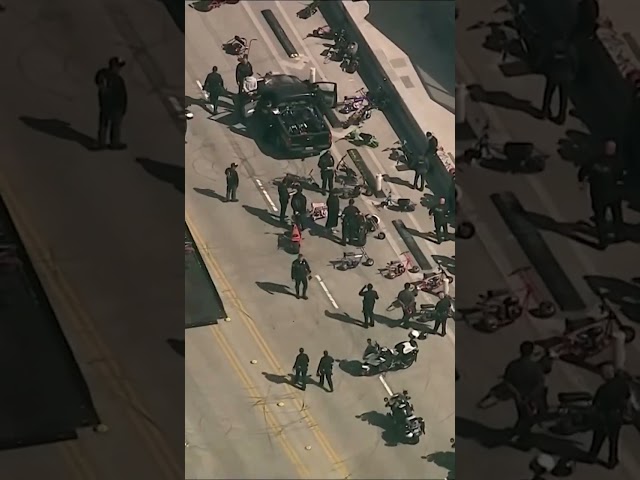 LAPD blocks off Sixth Street Bridge after minibike takeover