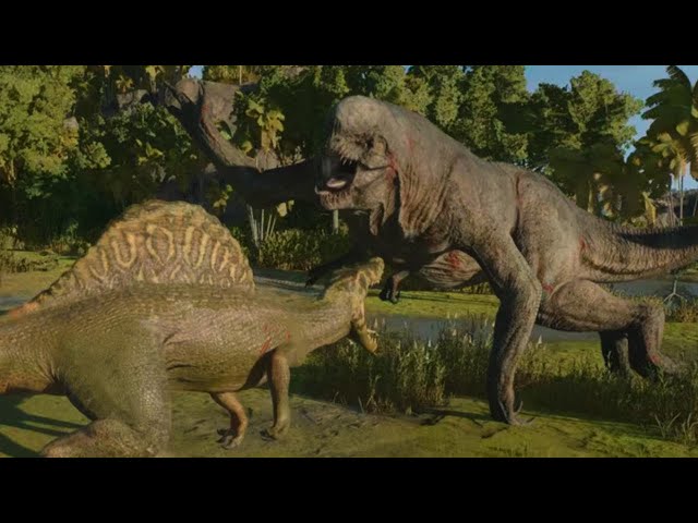 Jurassic World Evolution 3: (Modified) Spinosaurus vs Distortus Rex