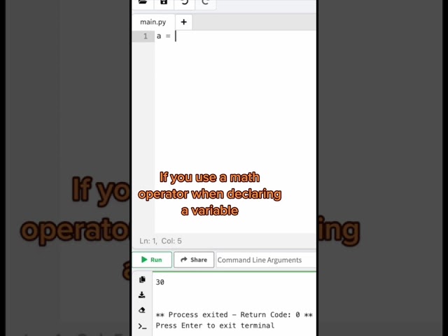 Python coding tutorial on declaring a variable with math... #Shorts #dcrob0tics
