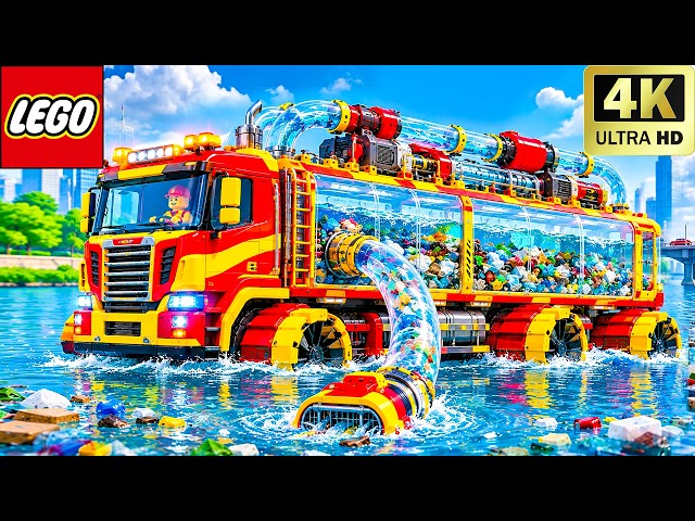 HUGE LEGO Technic Cleaner Truck Rescues My LEGO City! | Lego Funny Experiment