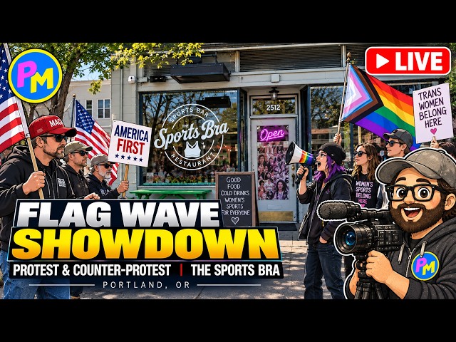 LIVE: Protest & Counter Protest at the Sports Bra - Portland OR