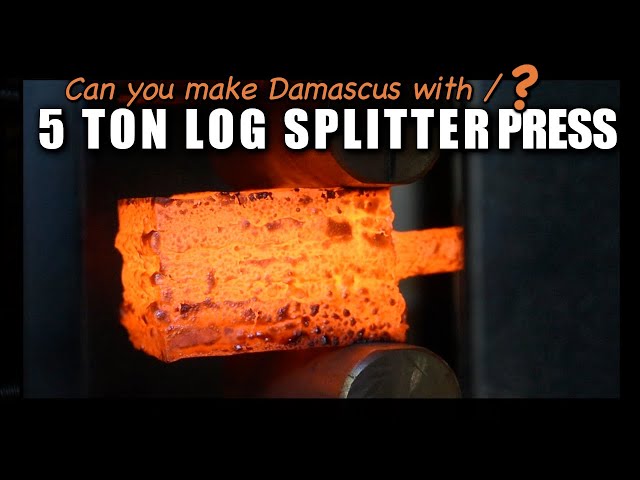 Can You Make Damascus with 5 Ton Electric Log Splitter Forging Press #damascus #forging #bladesmith