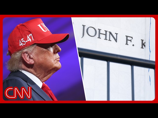 Trump seen with 'Kennedy Center Demolished' poster