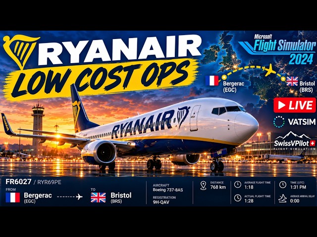 FS24 | RYANAIR LOW COST BUZZ Event | EGC ✈ BRS | PMDG 737-800 | VATSIM