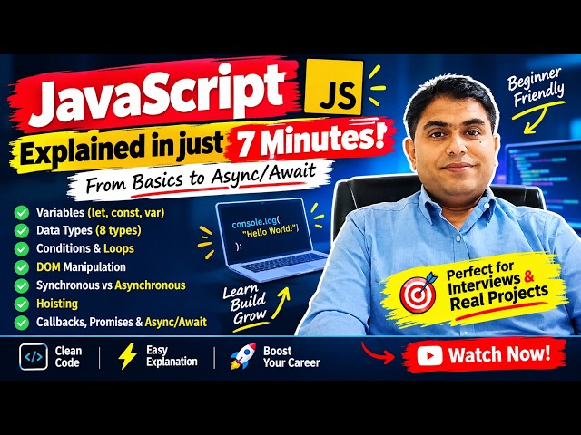 JavaScript Explained in 7 Minutes 🚀 | From Basics to Async/Await | Complete JavaScript Tutorial