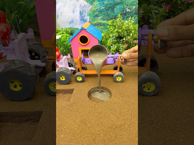 😱 Real Working Mini Tractor Making Cement Pillar | Amazing DIY Construction Machine 🚜 #shorts