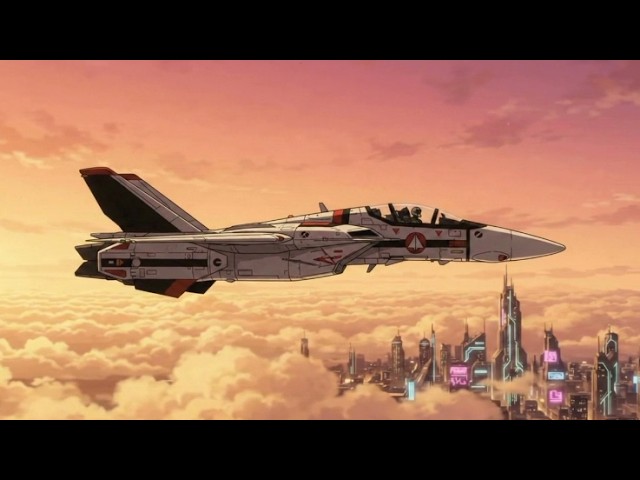 Retro Anime Jet Above the Clouds | 80s Synthwave Focus Music for Study & Work