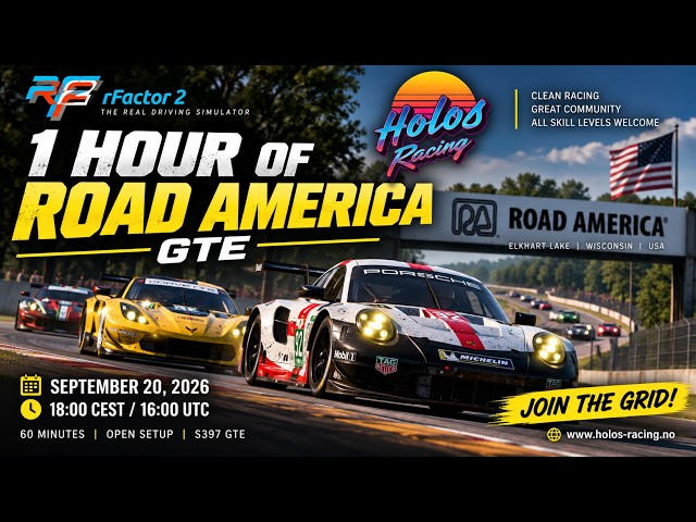 🏁 rFactor 2 GTE – 1 Hour of Road America | Holos Racing