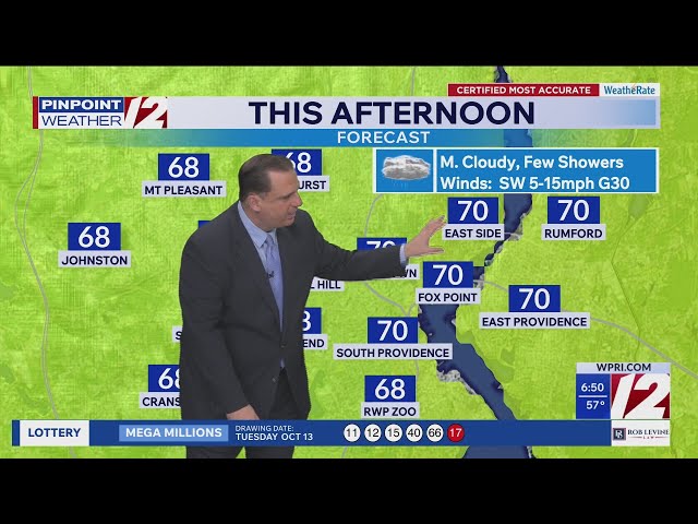 WPRI 12 Weather Forecast for 10/16/26:  Showers/t'storm this morning; more showers/t'storm this even