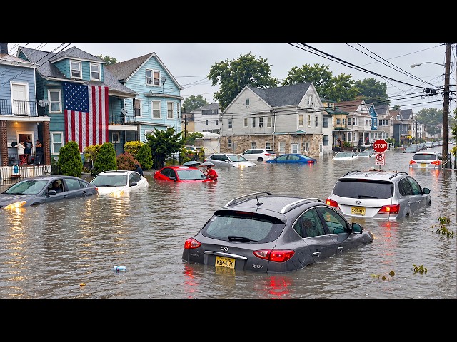 New Jersey, USA in Flood Chaos! 🌊 Severe Flash Floods Swamp Roads, Submerge Vehicles