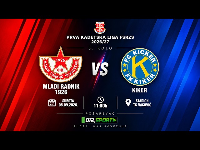 FK MLADI RADNIK 1926 vs FK KIKER - I KADETSKA LIGA FSRZS 26/27 - V KOLO