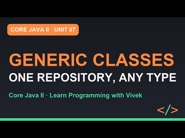 Core Java II: Generic Classes and Interfaces: Repository of T and ID | Unit 07