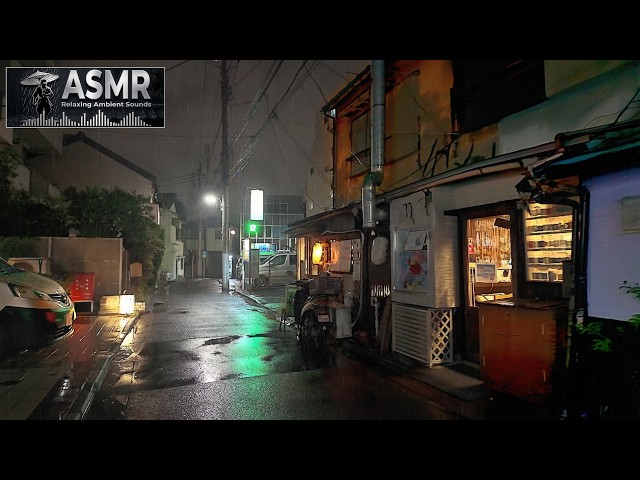 [ASMR] Shinagawa Tokyo Night Rain Walk Through a Maze of Narrow Alleys | Japan 4K HDR