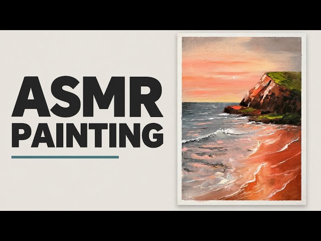 ASMR Palette Knife Painting | Part 2 /Sunset Cliffs & Reflections 