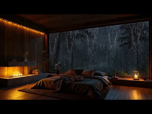 Gentle Rain Outside, Warm Piano Inside (No Ads) 🌧️ Helps You Sleep, Relieves Insomnia and Stress