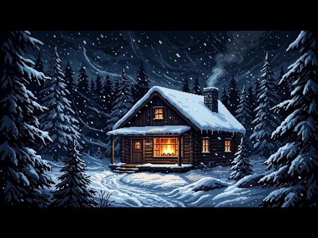 10 Hours Blizzard Sounds for Sleeping 🔥 Cozy Snow Cabin Fireplace Ambience | Winter Storm