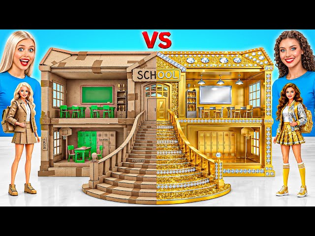 Gold vs Cardboard School Challenge | Awesome Creative Challenge by Multi DO Smile