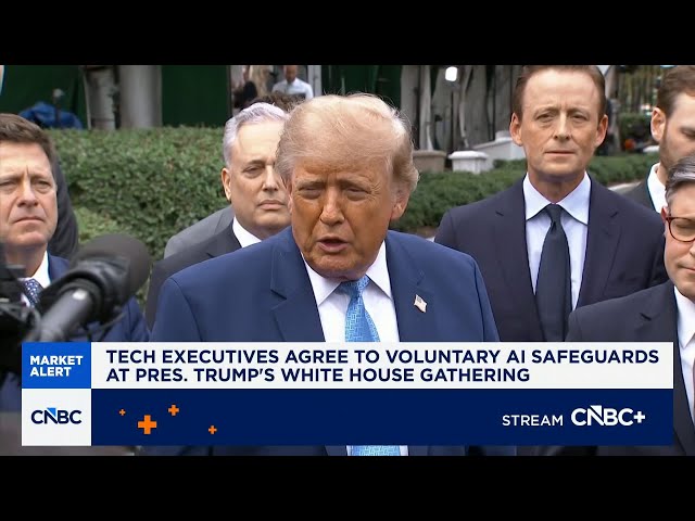 Tech executives agree to voluntary AI safeguards at President Trump's White House gathering