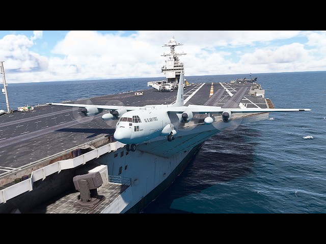 Jets Taking Off From an Aircraft Carrier at Sea