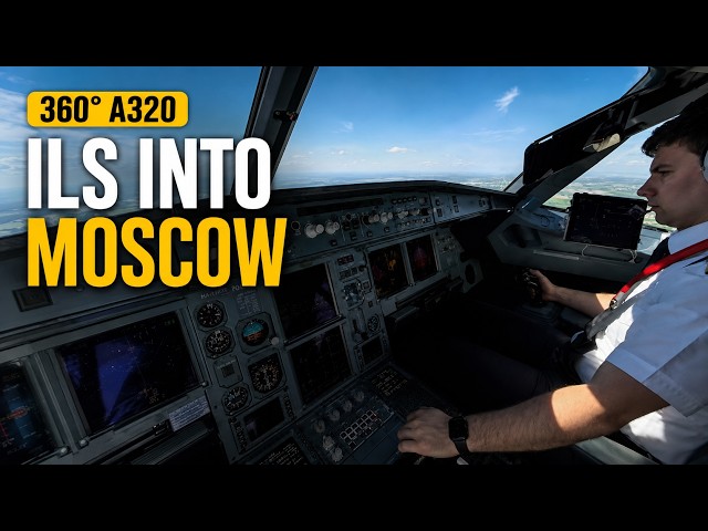 Airbus A320 ILS Approach to Moscow | 360° Cockpit