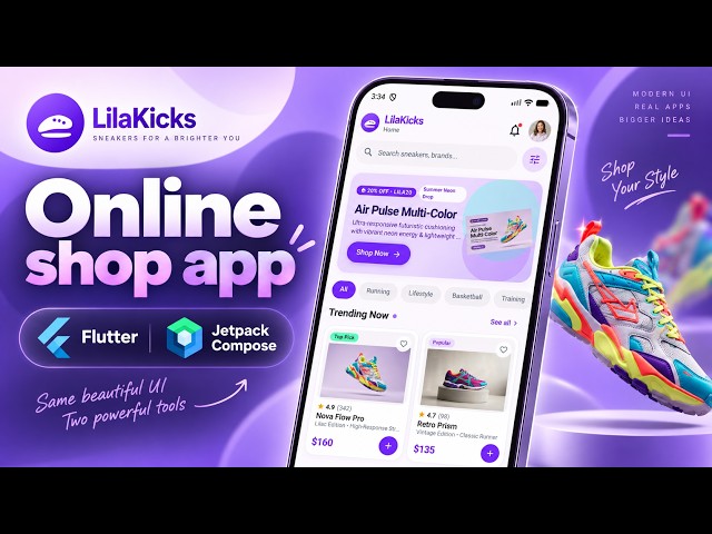 Modern Sneaker Shopping UI in Jetpack Compose & Flutter