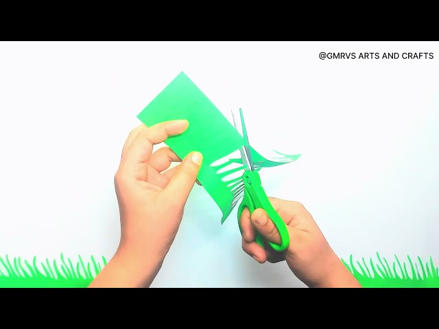 4 - Easy paper grass making tutorial |GMRVS ARTS AND CRAFTS| #grass #papercrafts