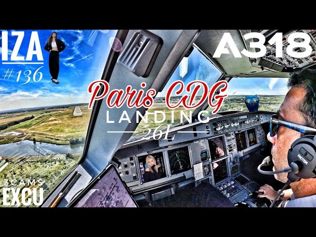 A318 CDG 🇫🇷 Paris | LANDING 26L | 4K Cockpit View | ATC & Crew Comm