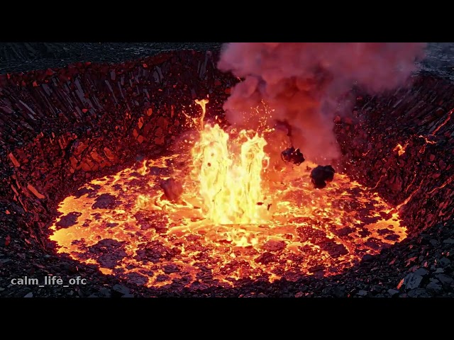 Erupting Volcano Lava Crater 🌋 30 Minutes Seamless Loop | Relax, Focus, Sleep