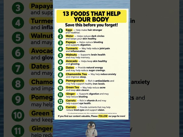 13 Foods That Help Your Body | Better Skin, Hair, Digestion & Brain Health 🥑