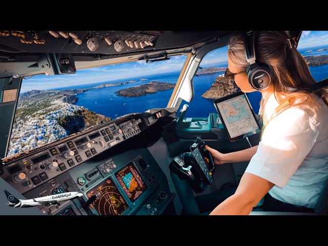 AIRBUS A321NEO STUNNING TAKEOFF Santorini, GREECE Airport RWY15 | Cockpit View | Airline Pilot Life