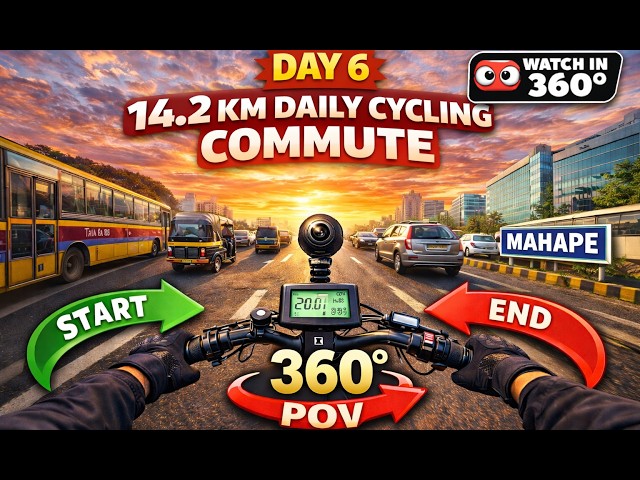 Day 6 | 14.2 KM Daily Cycling Commute | Sonar Pada to Mahape | 8K 360° POV | Dombivli