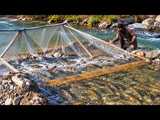 I Made Fish Traps Using Stones and Nets! The result is amazing.
