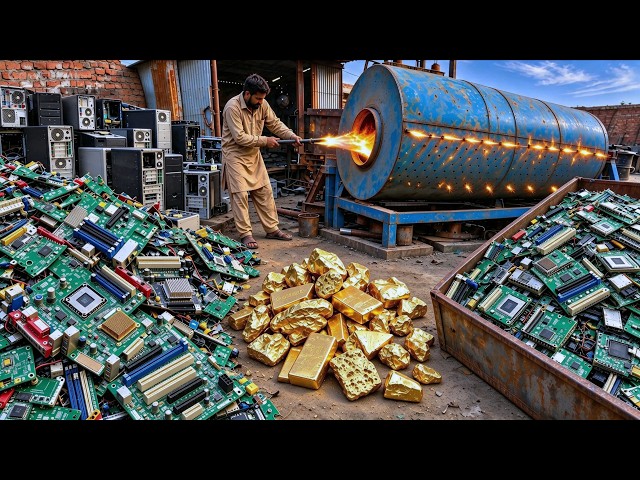 The Process of Recycling Used Electronics Scrap Into Pure Gold | Turning Old Computer Part Into Gold
