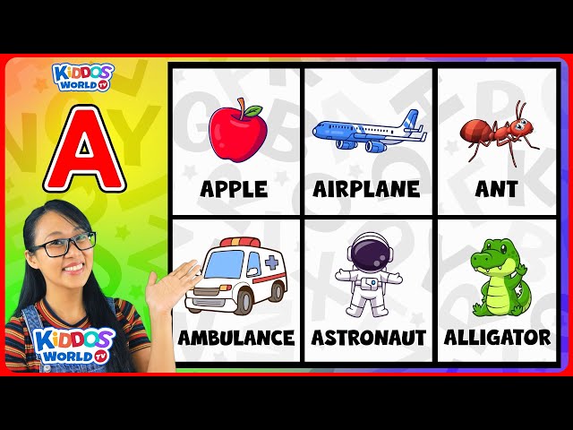 ABC Flashcards for Toddlers | ABCD Alphabets for Kids | Learn English Vocabulary with Miss V