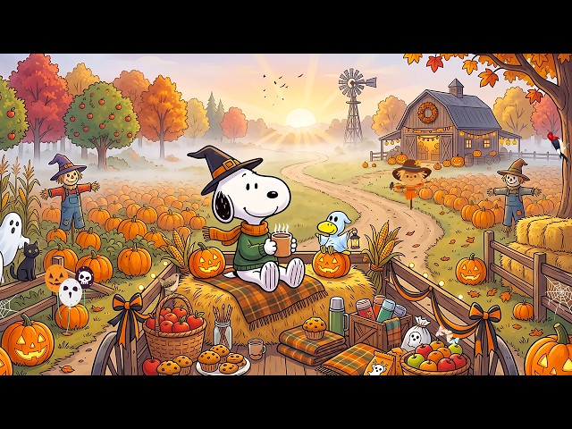 Halloween Morning with Snoopy 🎃 Cozy Jazz October for Coffee, Work & Relaxing