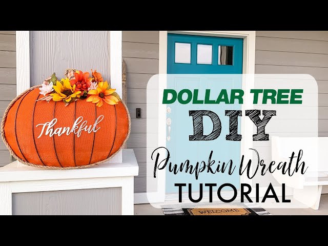 Dollar Tree DIY Pumpkin Wreath Tutorial | Our Gray House