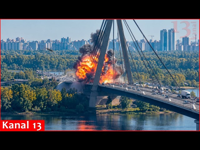 More Russian attacks on damaged Northern Bridge over the Dnieper River in Kyiv
