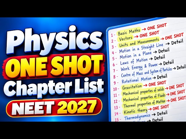 Physics One-Shot Chapter List | NEET 2027⚠️