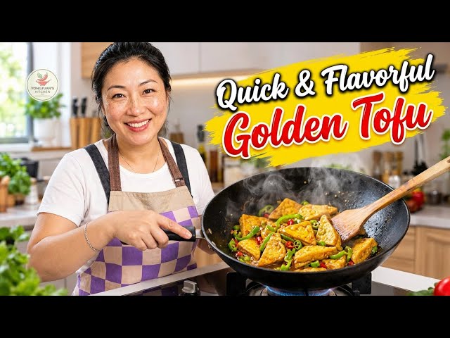 Chinese Paneer -  Golden Pan-Fried Braised Tofu with Savory Sauce |  YongJuan’s Kitchen