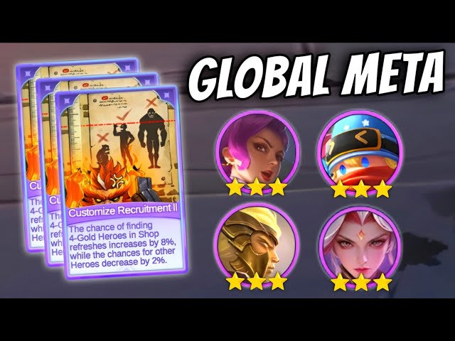 TOP GLOBAL META STRATEGY!! QUADRUPLE 3 STAR 4 GOLD HEROES!! MAGIC CHESS GO GO 