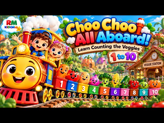 Choo Choo All Aboard | Learn Counting the veggies 1 to 10 | Kids | Cartoon | Toddlers Play Song