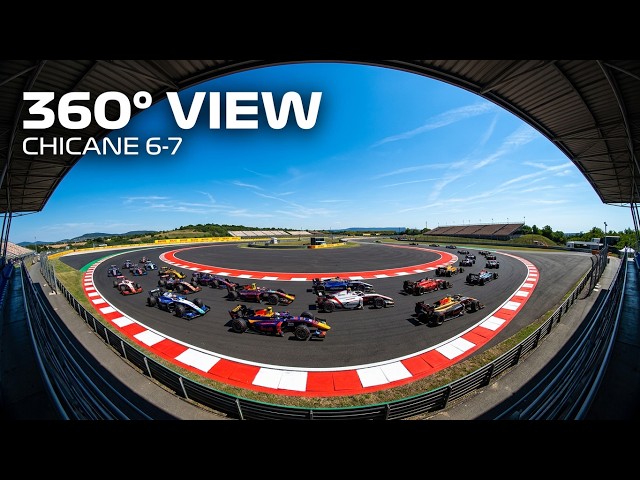 Formula 2 Sprint race start | Chicane 1 grandstand view | 5k 360° video