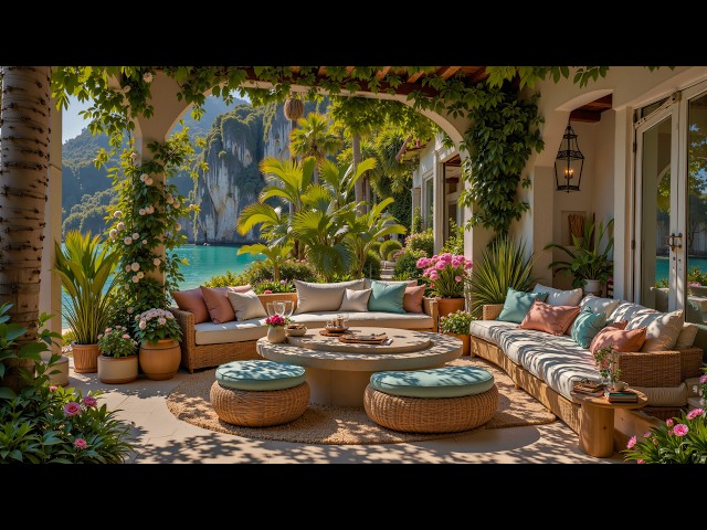 Oceanfront Garden Morning Jazz 🌊 Soft Piano Jazz with Tropical Breeze for Study, Work & Relaxation