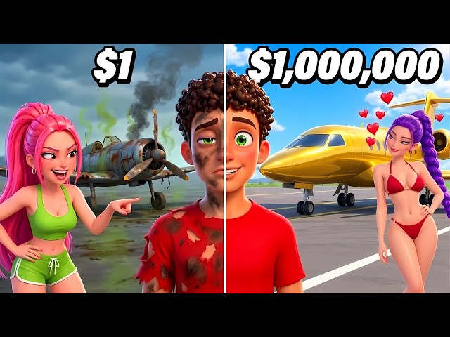 $1 PLANE vs $10,000,000 PLANE to RIZZ KPOP GIRLS!